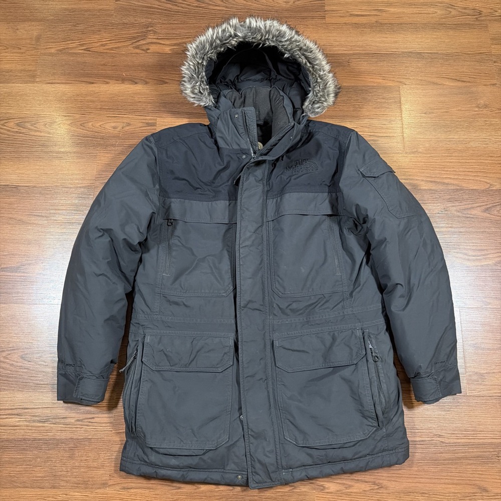 The North Face Down Parka McMurdo Black Gray Jacket Expedition 550 Medium Coat
